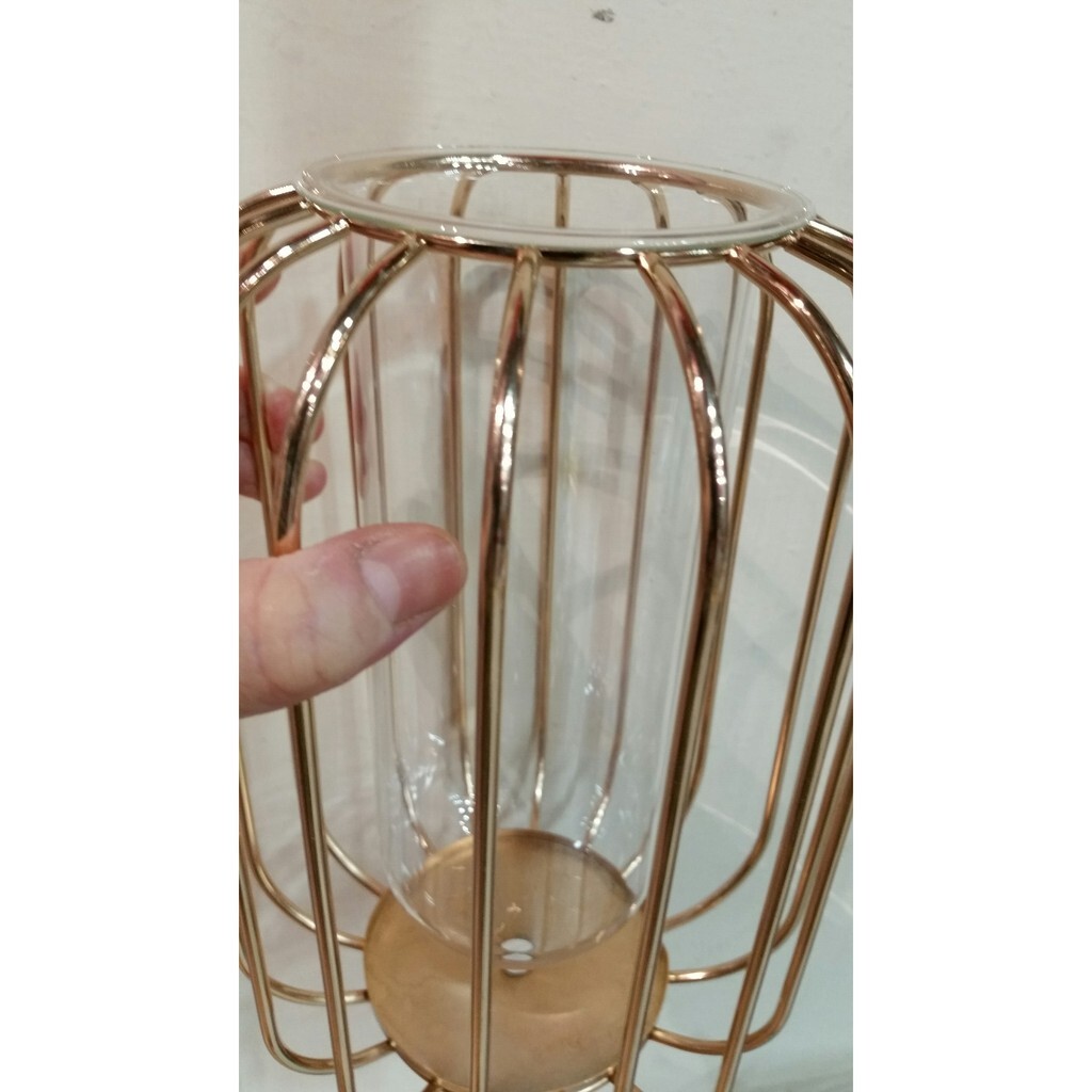 【台灣現貨速發】歐式幾何///金色籠中玻璃瓶花器