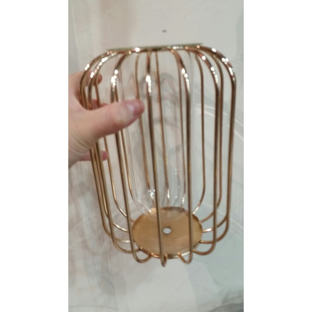 【台灣現貨速發】歐式幾何///金色籠中玻璃瓶花器