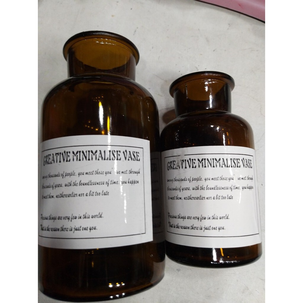 【台灣現貨速發】-咖啡色透明藥罐//藥瓶造型花器//花瓶**大的