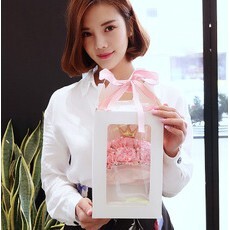 【台灣現貨速發】手提透明視窗捧花盒 手提盒 3面禮物盒 視窗盒 禮物盒