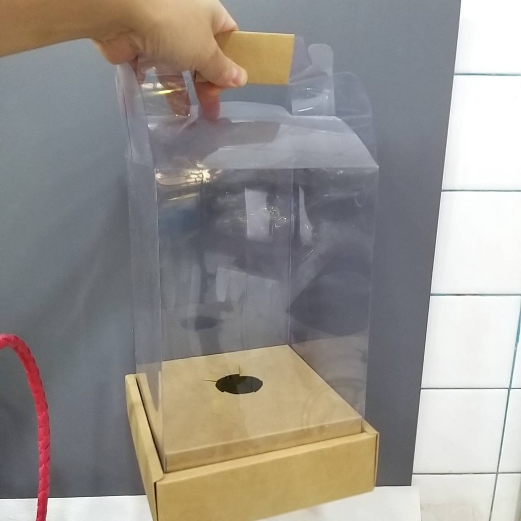 【台灣現貨速發】台灣現貨**17*17*高25公分手提透明捧花盒(禮物盒)