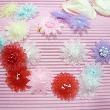 【台灣現貨速發】雙層太陽七珠花｜零售一個｜珠紗花 紗花 材料 手工材料 花朵