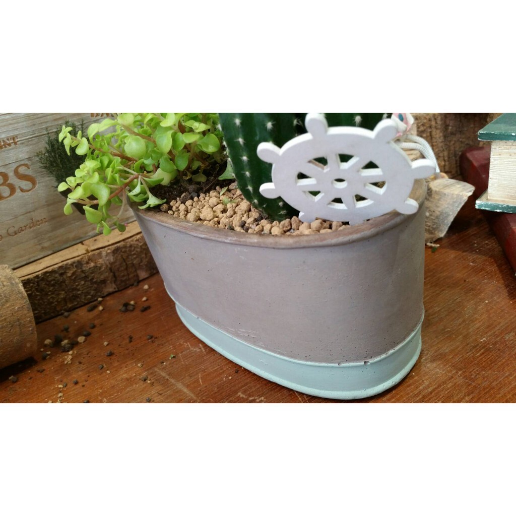 【台灣現貨速發】材料王批發**多肉盆器//水泥盆//橢圓造型花器