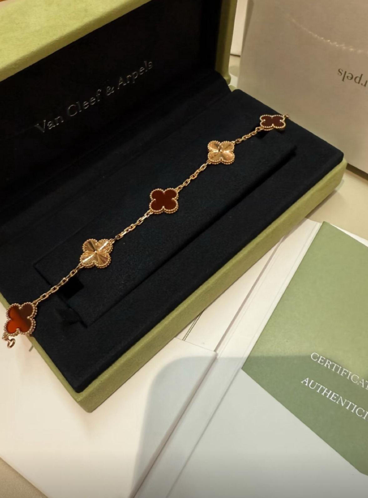 【六色入】VAN CLEEF & ARPELS VCA Vintage Alhambra手鍊5枚四葉幸運圖騰