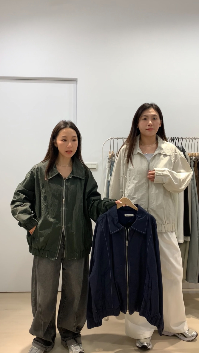 (現貨)早秋的第一件外套！設計感車線刷刷風衣拉鍊大大件外套 _58503