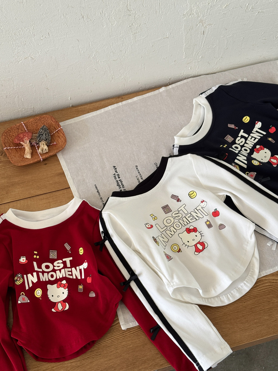 短版蝴蝶結貓咪上衣