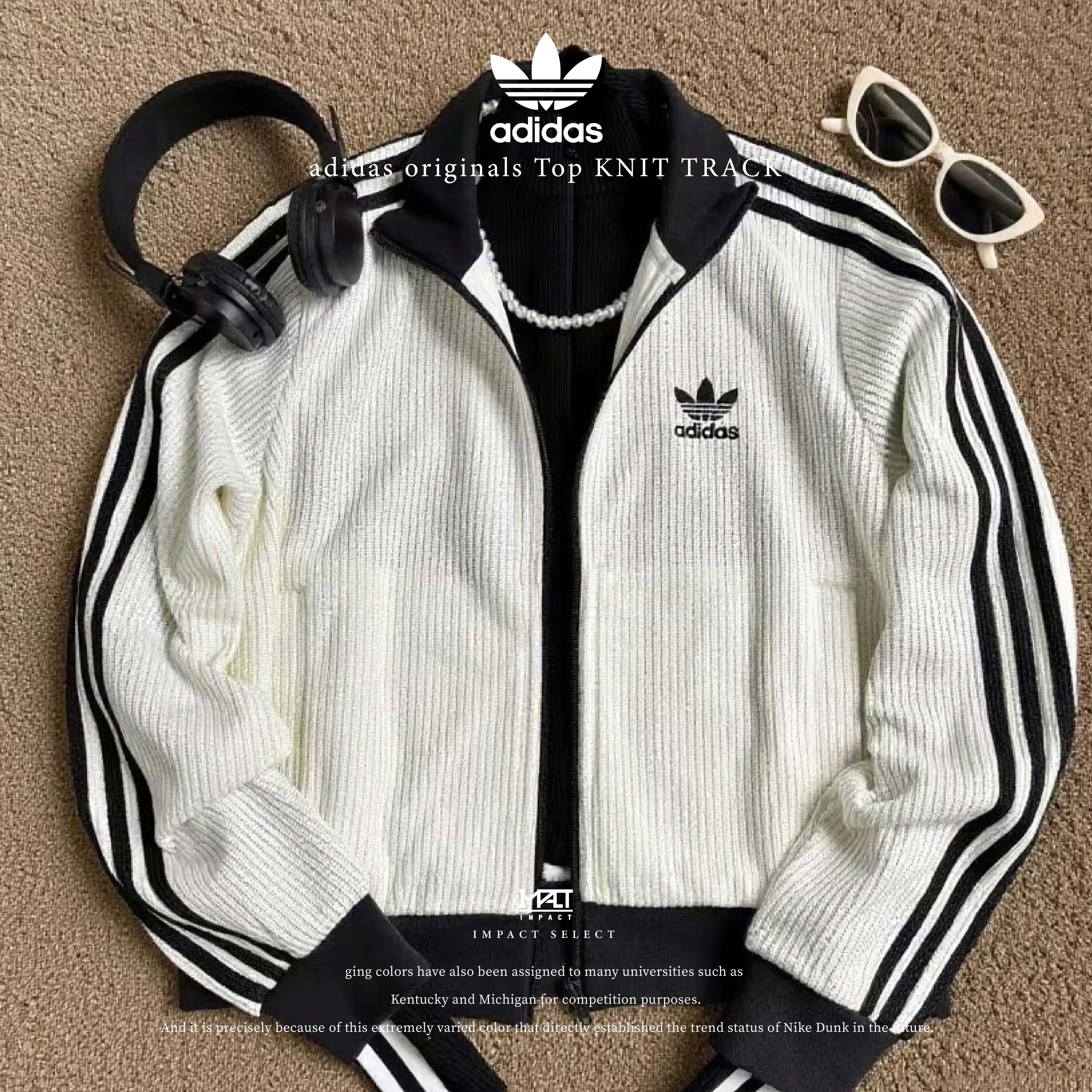 adidas originals Top KNIT TRACK 華夫格 立領 短版 外套 夾克 兩色