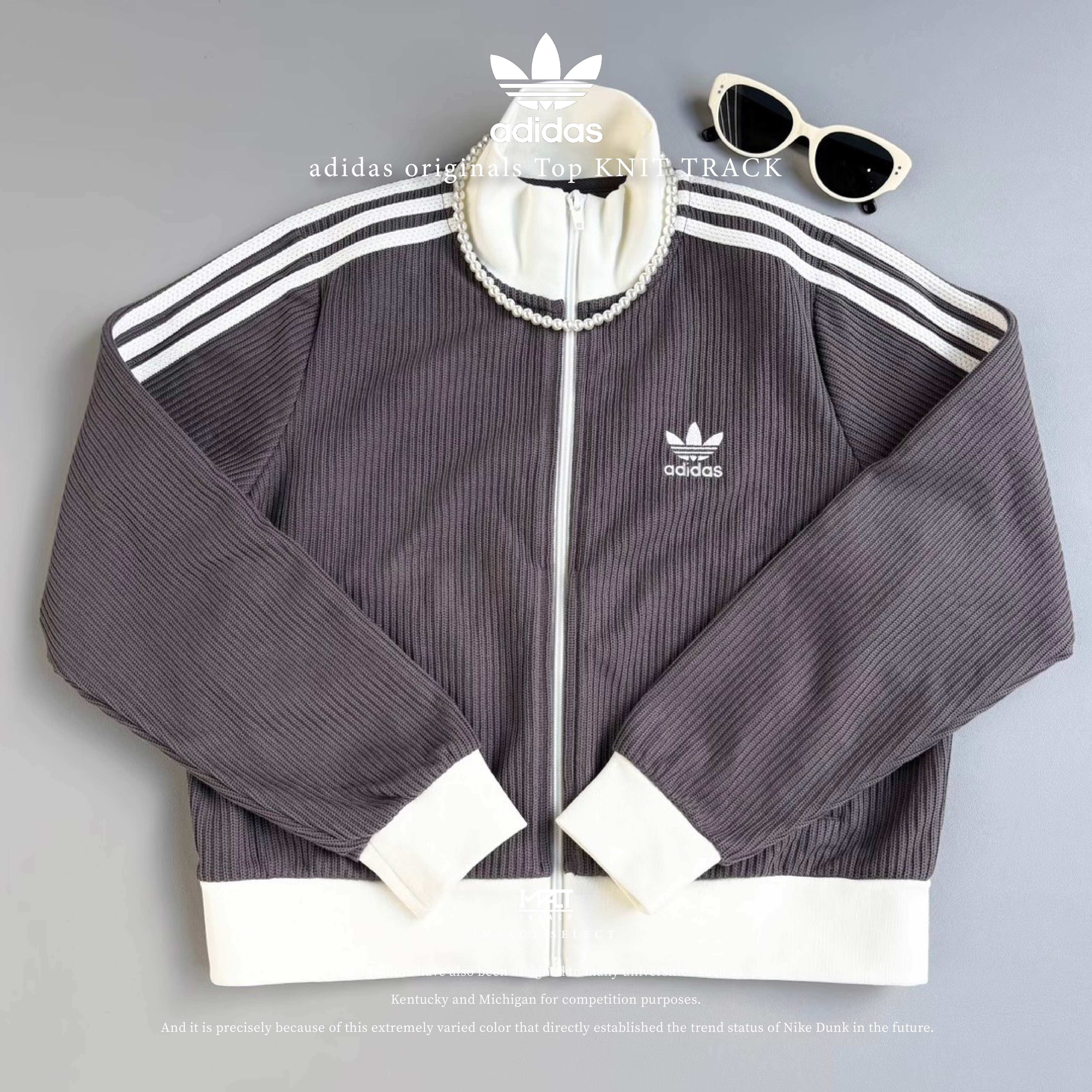 adidas originals Top KNIT TRACK 華夫格 立領 短版 外套 夾克 兩色