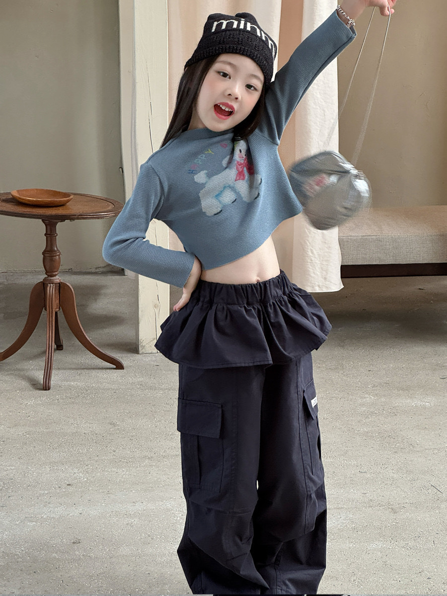 美式藝術塗鴉皺摺短版上衣