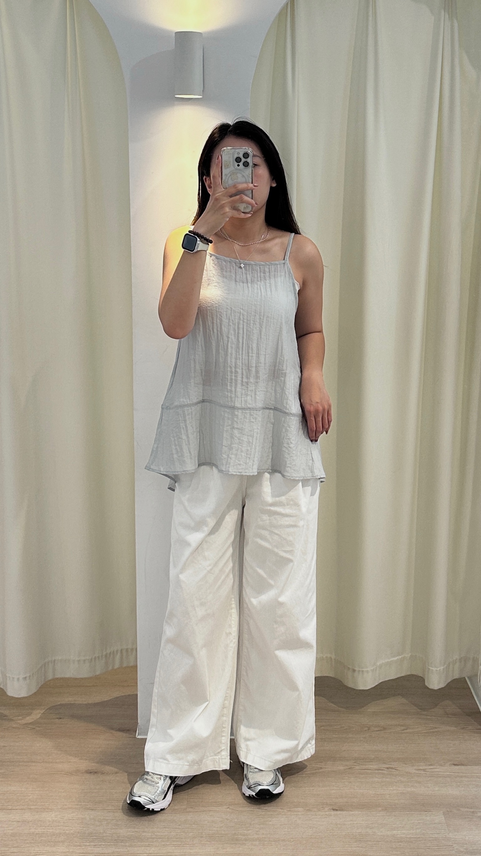 (3件5折) 絕美後開叉雪紡透膚細肩長上衣 _88611