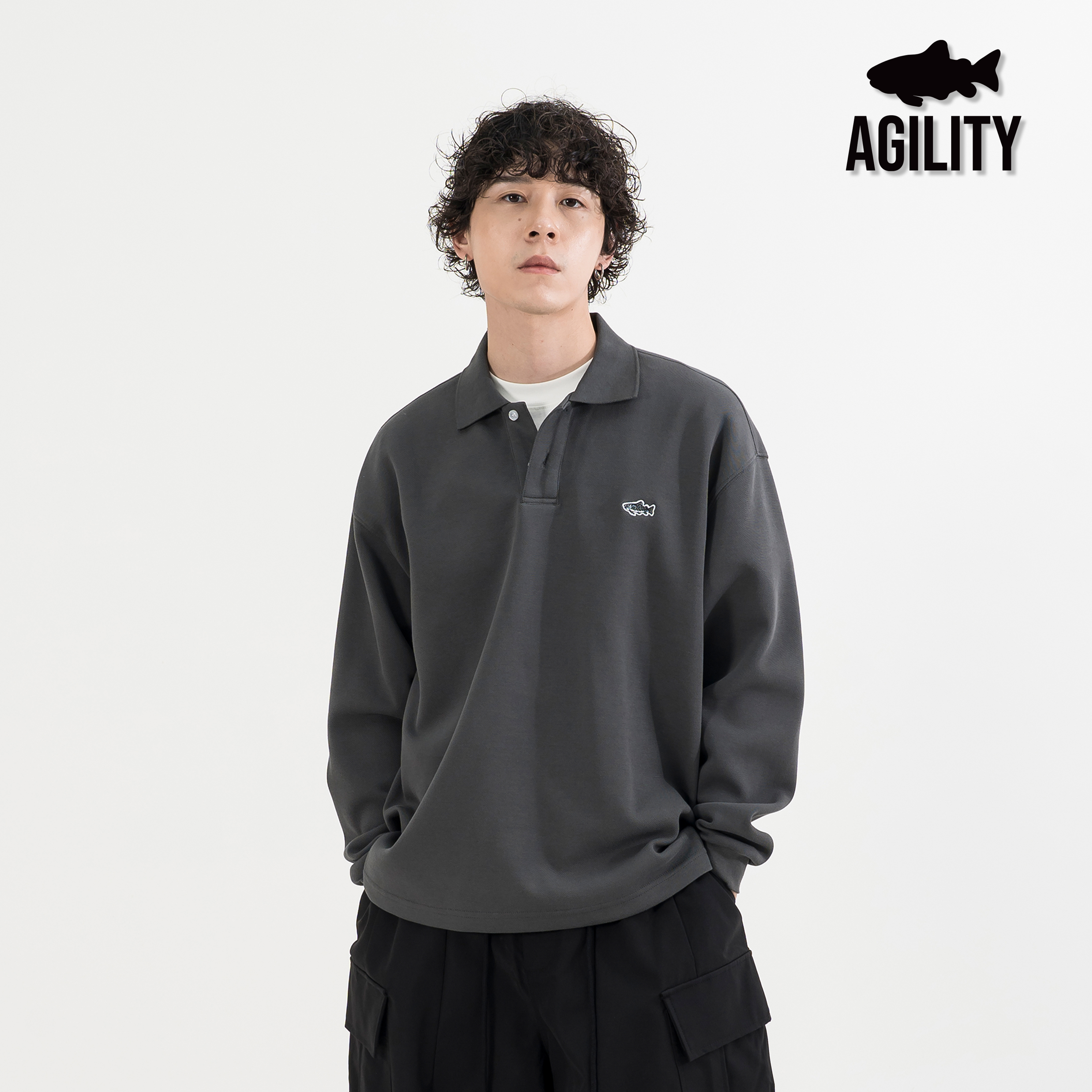 AGILITY Embroidery Polo LS Shirts 鮭魚刺繡 長袖 Polo衫 [RBP-1]