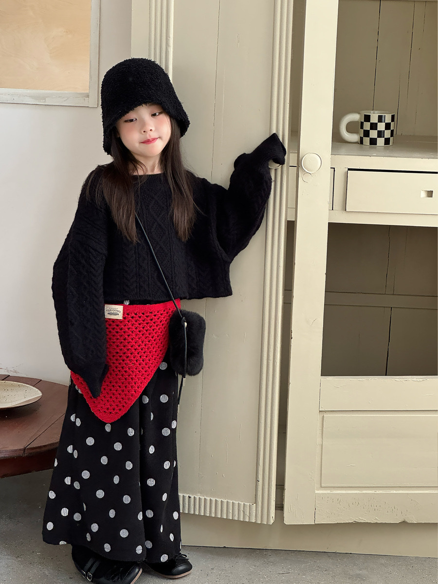 小眾復古波點燈芯絨寬褲