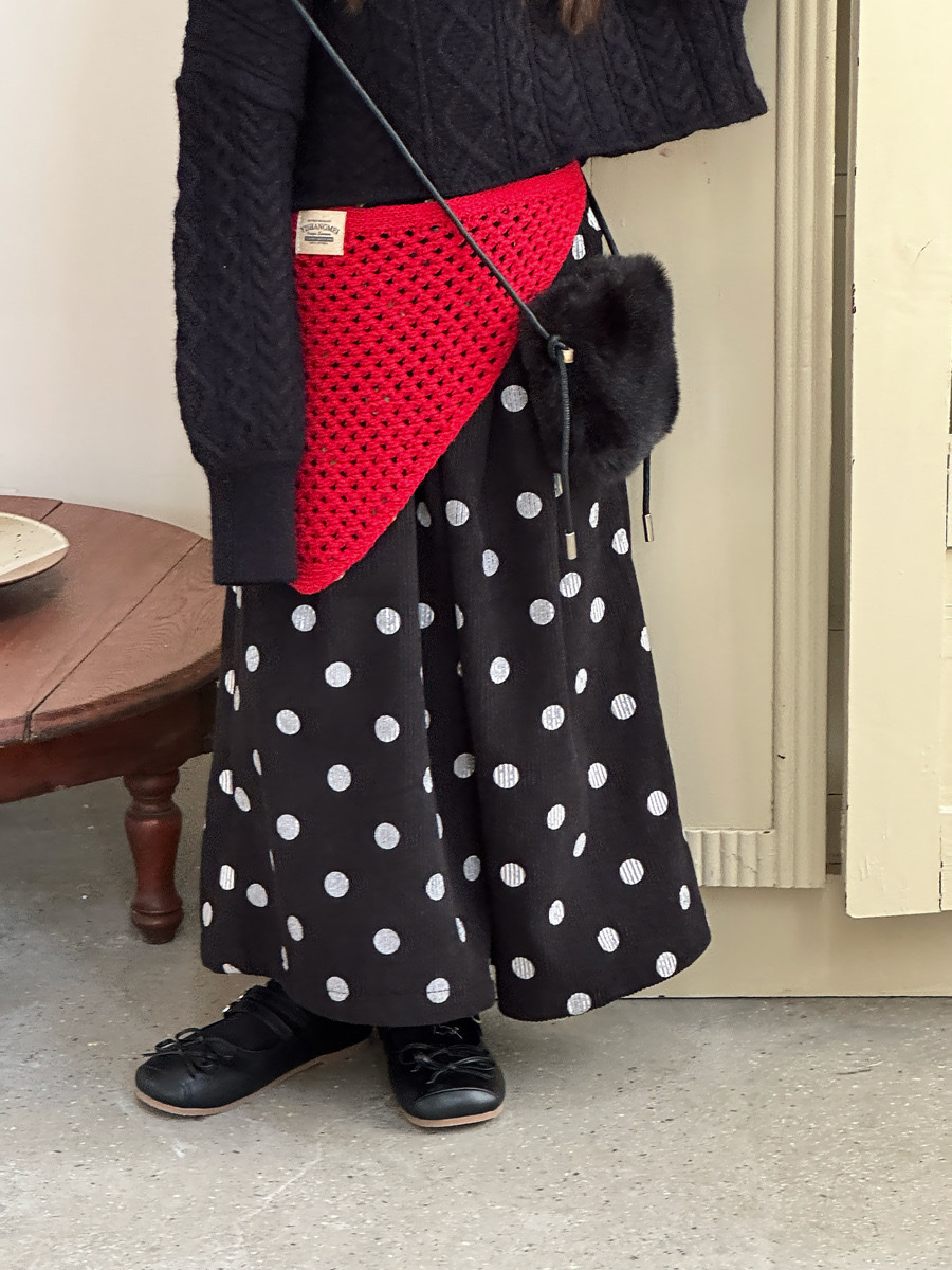 小眾復古波點燈芯絨寬褲