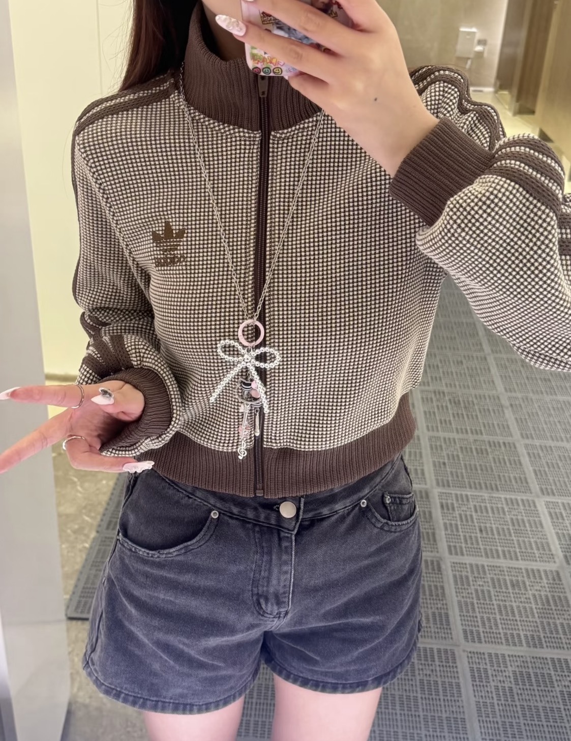 ADIDAS ORIGINALS TRACK TOP SS25 CROP 華夫格 立領短版外套 女款 土棕 藍奶油 KC2645 KC2646