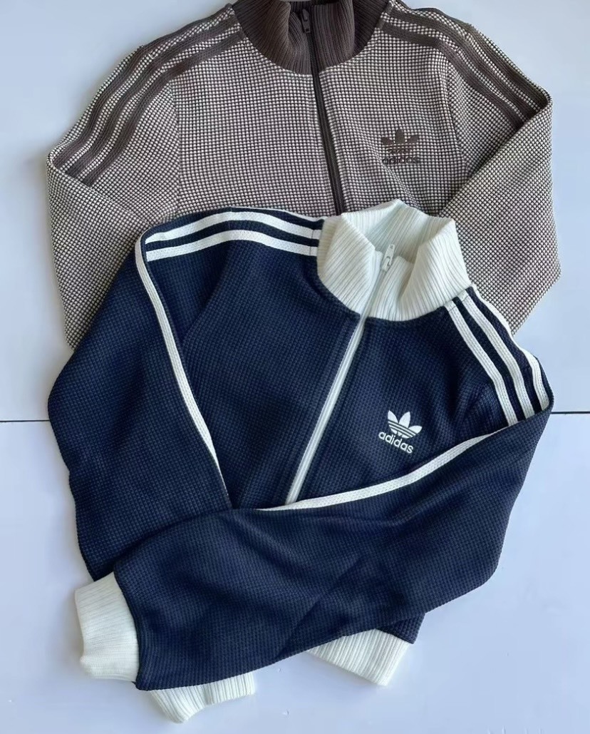 ADIDAS ORIGINALS TRACK TOP SS25 CROP 華夫格 立領短版外套 女款 土棕 藍奶油 KC2645 KC2646