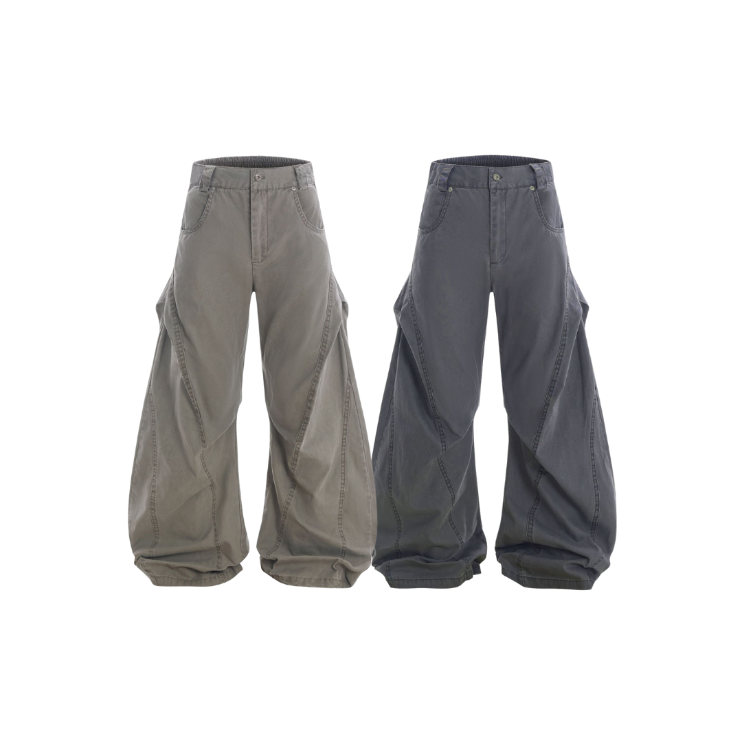 OurPick Deconstructed Side-Pleated Scimitar Pants 解構側打褶彎刀褲 2色