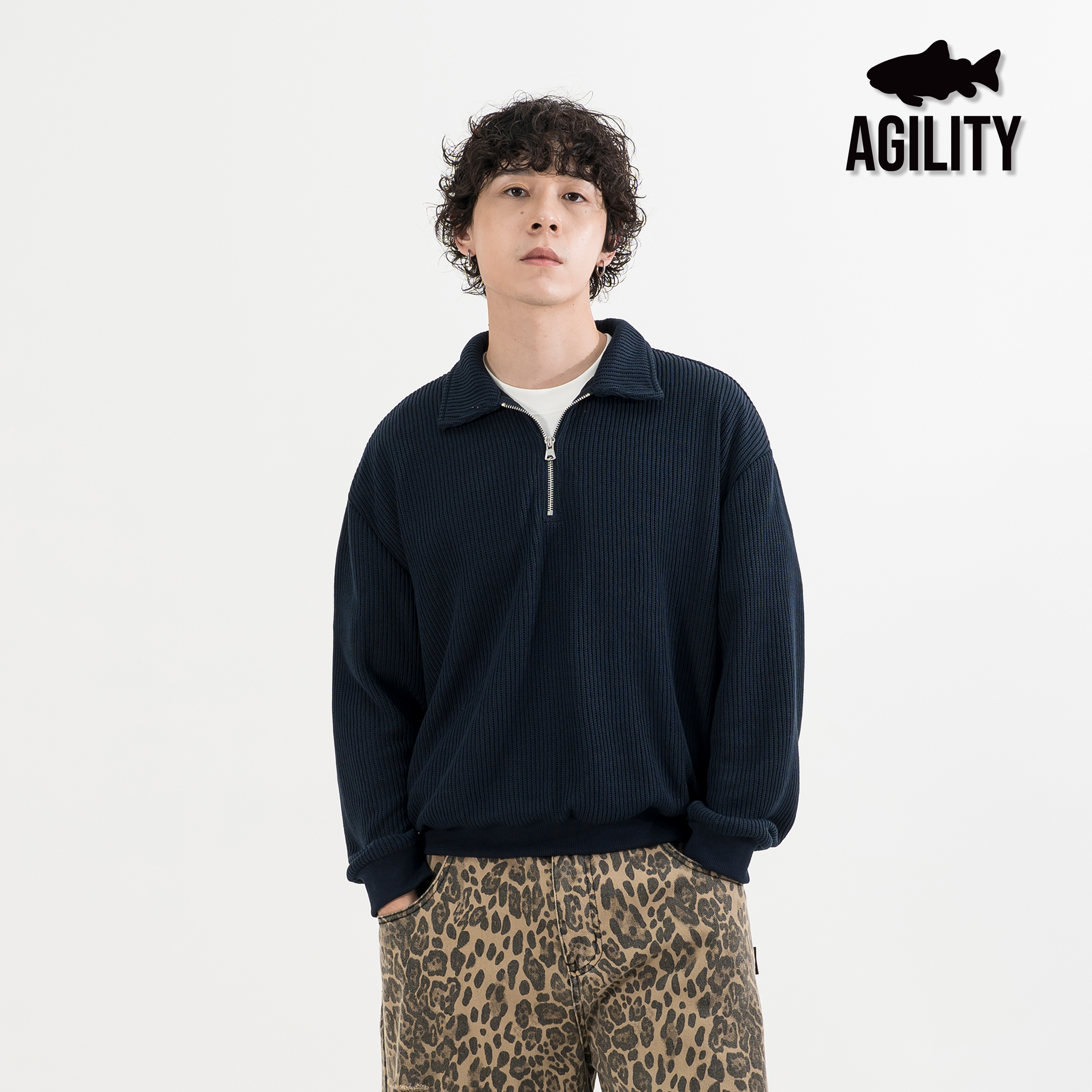 AGILITY Knit Quarter Zip Shirt 毛織 半拉鍊 長袖上衣 [KN68]