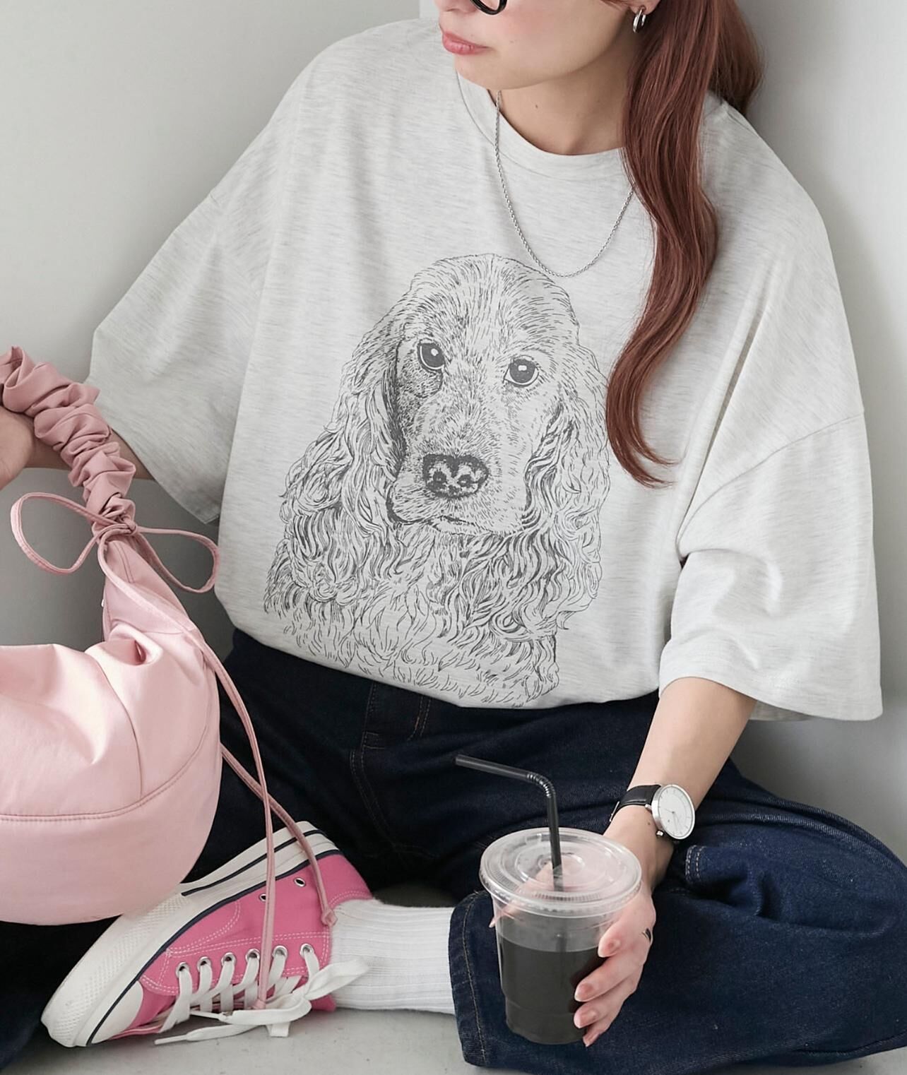 【預購】JN090905 BONLECILL 狗狗圖案短袖上衣(free size)