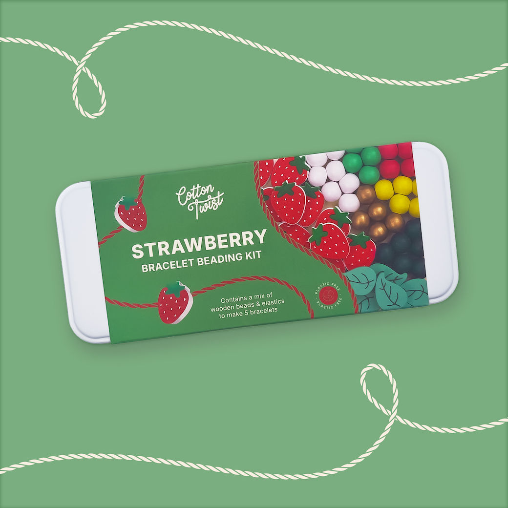 草莓手環 - 長型鐵盒 | DIY木質串珠手環系列