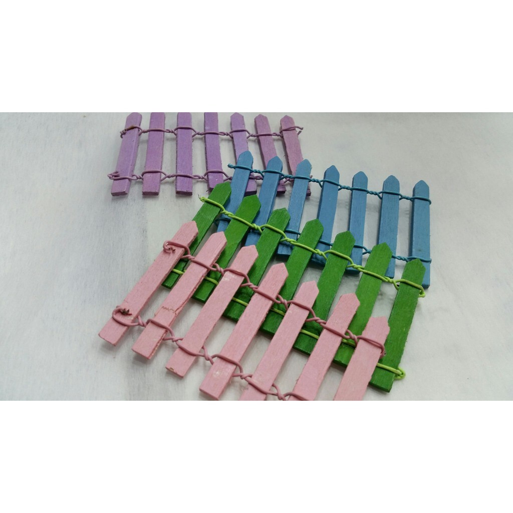 【台灣現貨速發】彩色小木柵 微縮造景 造景道具 高5公分*長8公分-