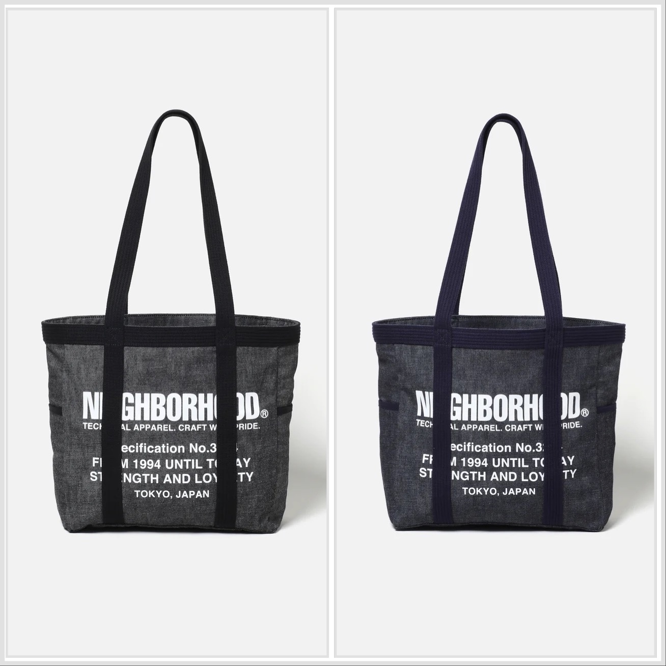 [Instock] NEIGHBORHOOD FW25 DENIM TOTE BAG-M |  ( BLACK / INDIGO )