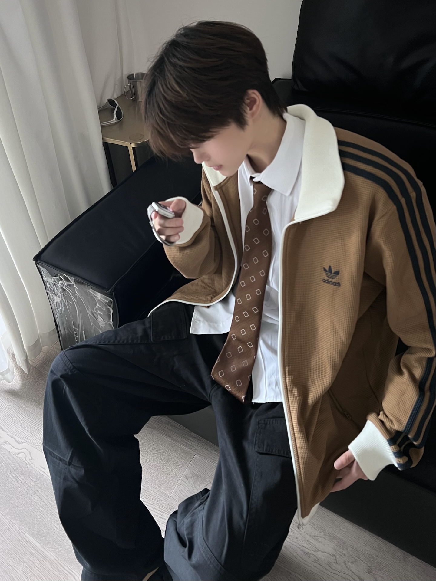 代購-Adidas Originals TRACK TOP 華夫格 外套 沙漠棕米 KB8952