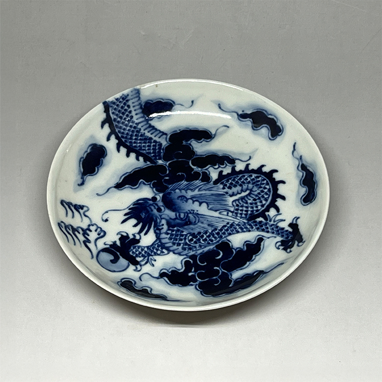 茶香自在】清代手繪青花雲龍壺承茶盤瓷盤玉款老件