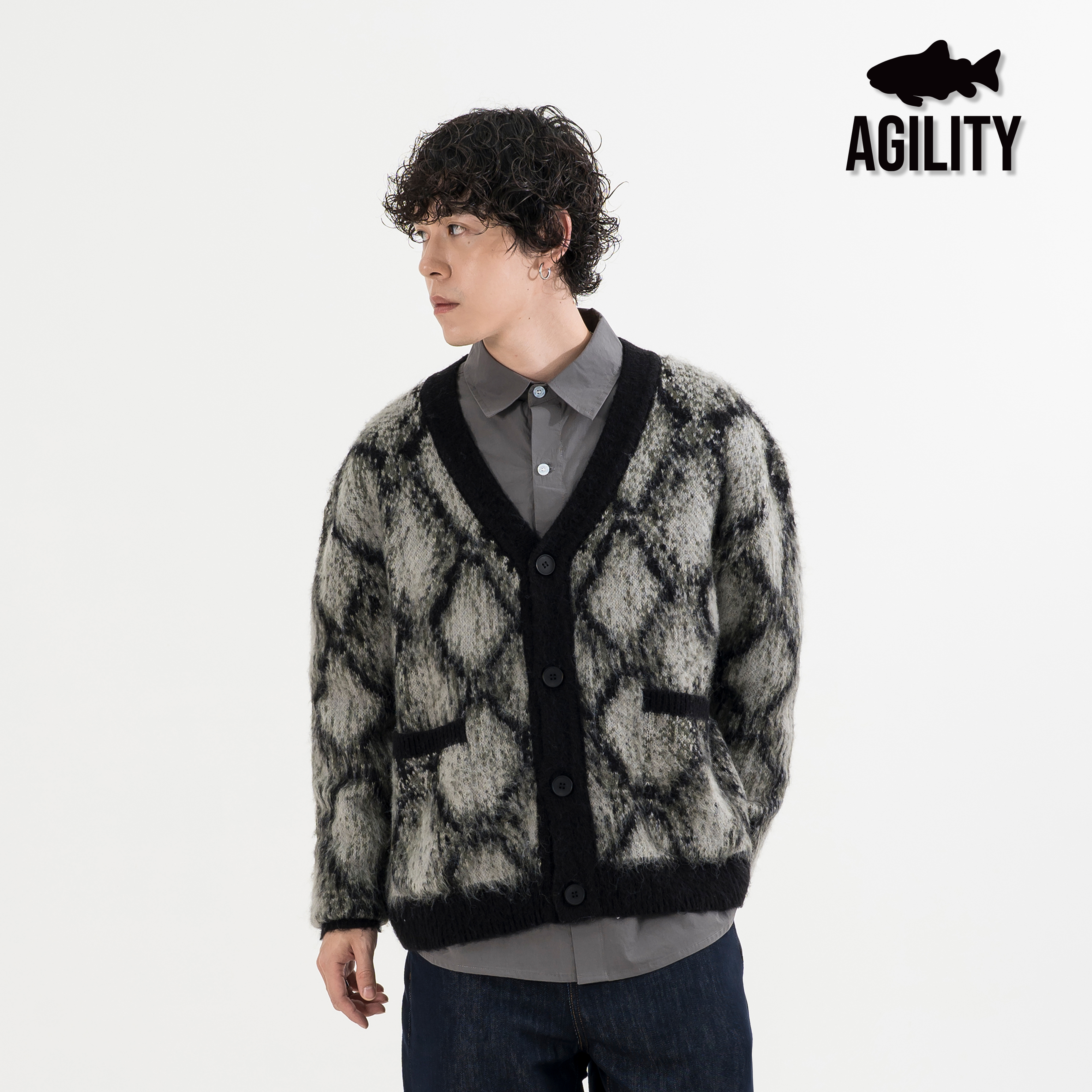 AGILITY Mohair Knit Cardigan / Snake Print 馬海毛 蛇紋 開襟外套 [KN98]