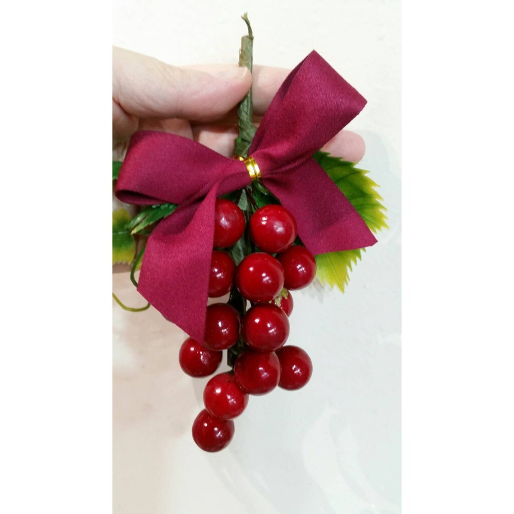 【台灣現貨速發】聖誕紅果--D23-植物紅果子葡萄串(人造花)--有現貨