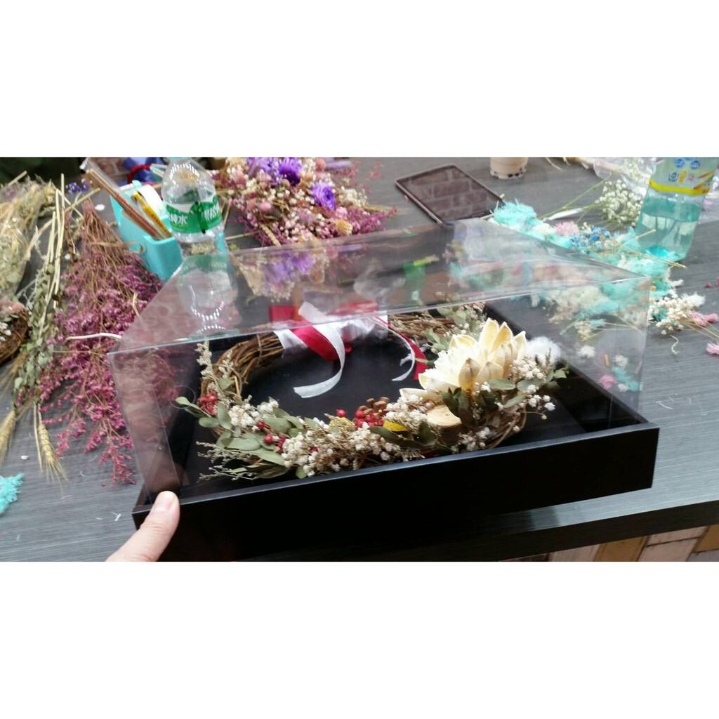 【台灣現貨速發】大花圈盒 視窗透明盒 35透明花圈盒 禮物盒 聖誕花圈適用 婚禮花環盒