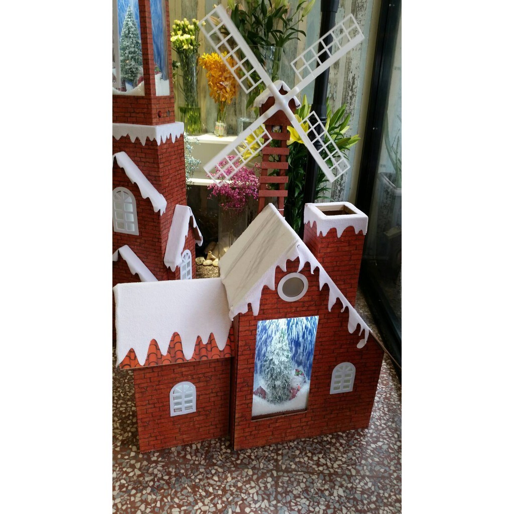 【台灣現貨速發】聖誕雪屋 風車 大型歐式聖誕風車飄雪屋 聖誕節