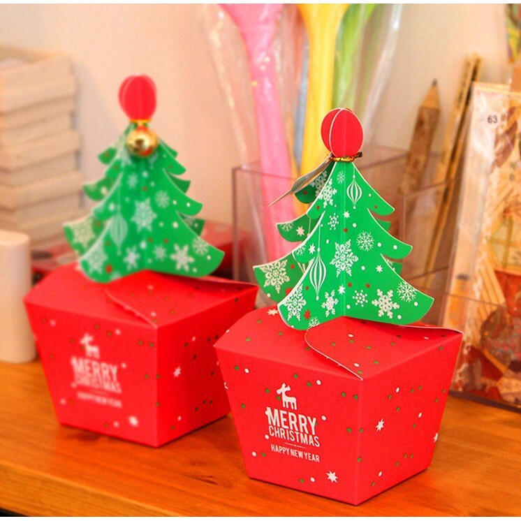 【台灣現貨速發】聖誕節 立體聖誕樹盒三件組｜手提型糖果盒 聖誕樹 餅乾盒 小西點盒 禮物盒 -有現貨