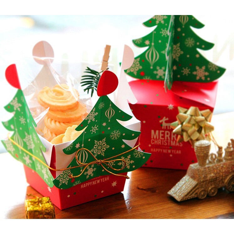 【台灣現貨速發】聖誕節 立體聖誕樹盒三件組｜手提型糖果盒 聖誕樹 餅乾盒 小西點盒 禮物盒 -有現貨