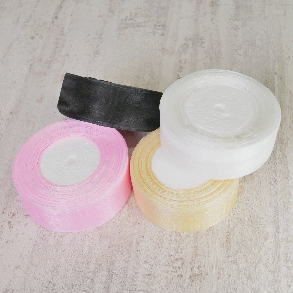 【台灣現貨速發】4公分素色紗緞帶 雪紗帶 紗帶｜4公分 1捲50碼｜緞帶 紗緞帶 包裝材料 批發85元