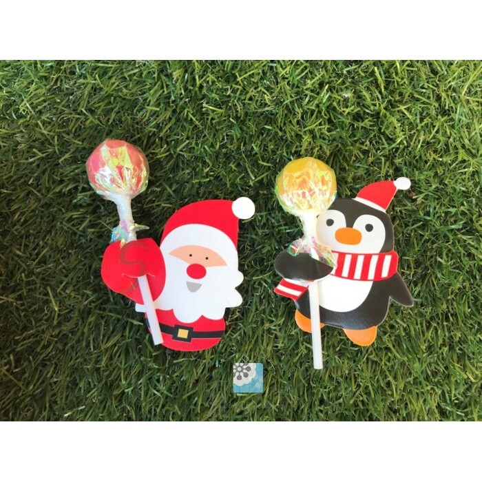 【台灣現貨速發】聖誕節---聖誕老公公///企鵝--棒棒糖卡-約50張60元