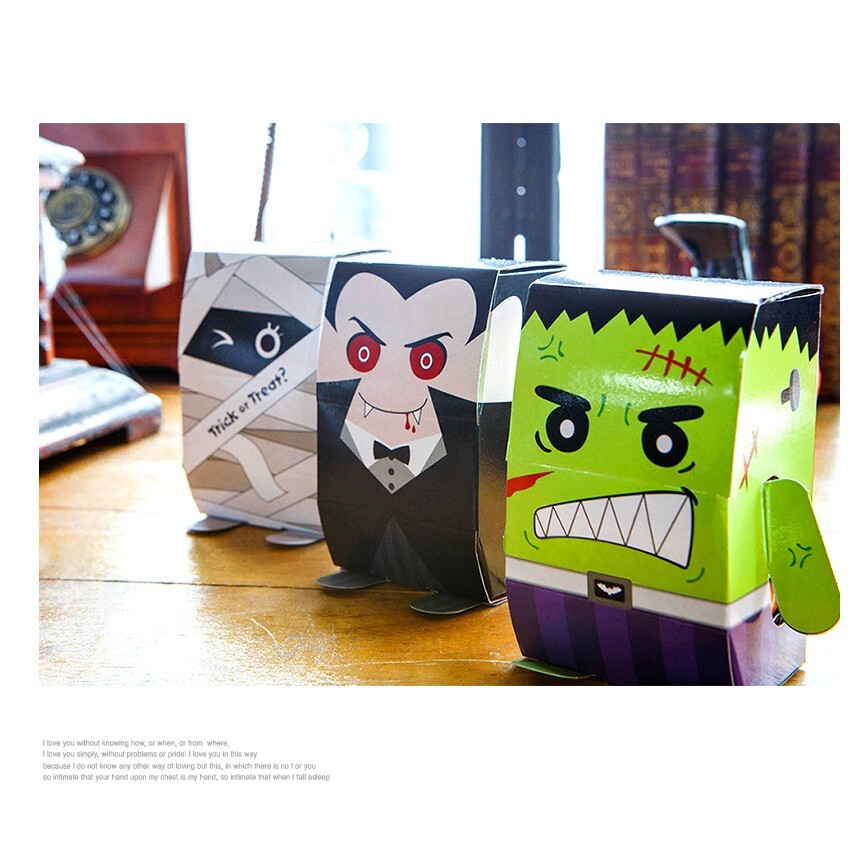 【台灣現貨速發】萬聖節包装盒  點心小禮物盒｜一個8元 ，最少出貨５個｜吸血鬼 僵屍 搞怪糖果盒糖果盒