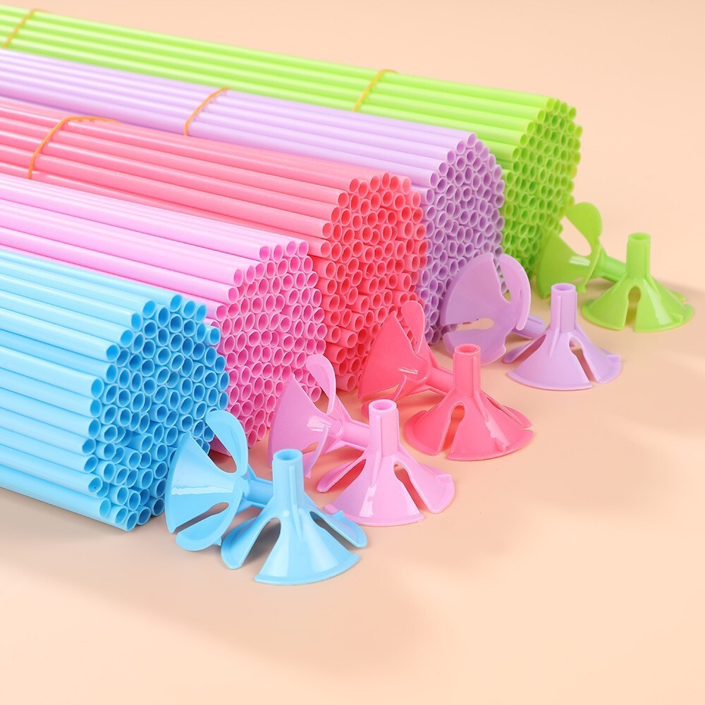 【台灣現貨速發】氣球棒 氣球托｜１包１００個｜白色，透明，彩色｜40cm 氣球棒 氣球托 派對