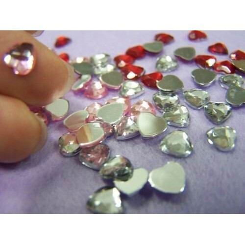 【台灣現貨速發】8mm壓克力半面鑚片 | 心(圓)型 一包100片