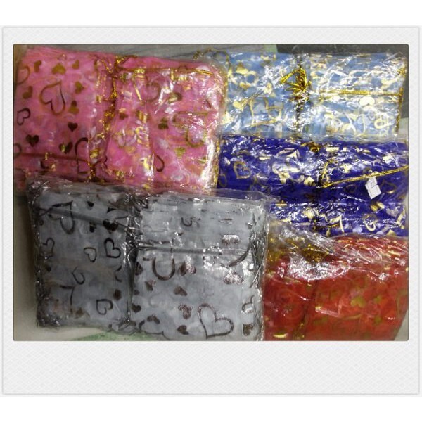 【台灣現貨速發】10*12印金玫瑰 愛心喜糖紗袋