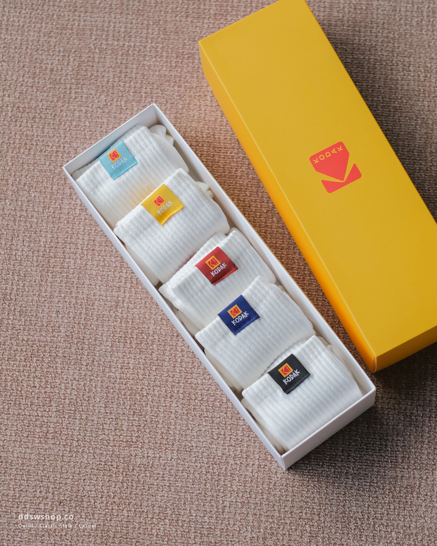 “現貨” Kodak 五色 中筒襪 五雙一組