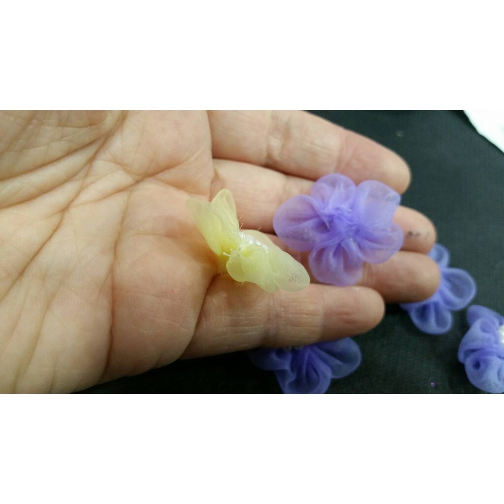 【台灣現貨速發】五瓣雪紗珠花朵 紗花朵 紗花