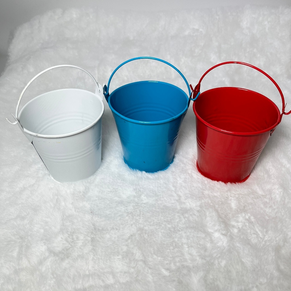 【台灣現貨速發】金屬製小水桶 『中型』小鐵桶 多肉盆器 鐵桶花器 鄉村風 雜貨 多肉植物