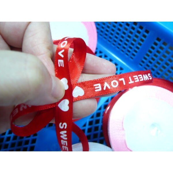 【台灣現貨速發】1公分印字(sweet love )秀士布緞帶｜1捲25碼 50元｜緞帶 秀士緞帶 包裝材料