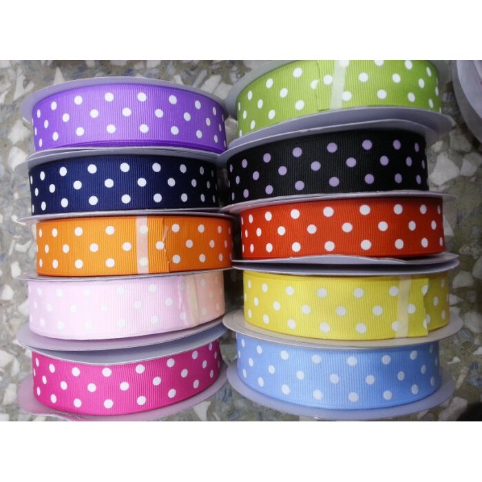 【台灣現貨速發】羅紋緞帶 點點緞帶 緞帶｜寬 2.5公分 一捲２５碼