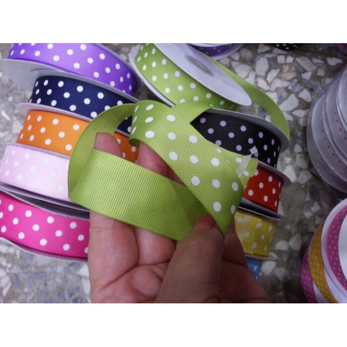 【台灣現貨速發】羅紋緞帶 點點緞帶 緞帶｜寬 2.5公分 一捲２５碼