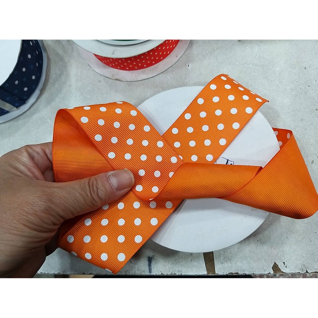 【台灣現貨速發】4公分點點羅紋緞帶｜1捲25碼 180元｜緞帶 秀士羅紋緞帶 包裝材料