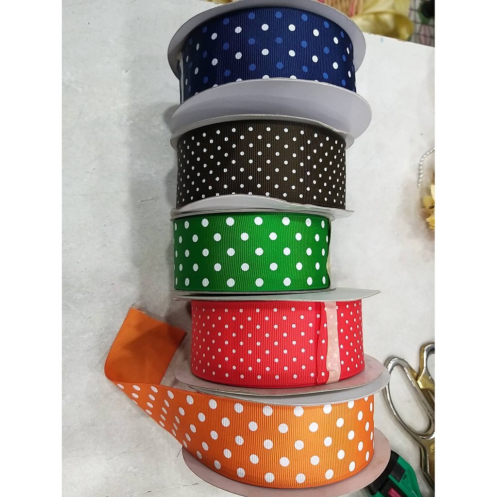【台灣現貨速發】4公分點點羅紋緞帶｜1捲25碼 180元｜緞帶 秀士羅紋緞帶 包裝材料