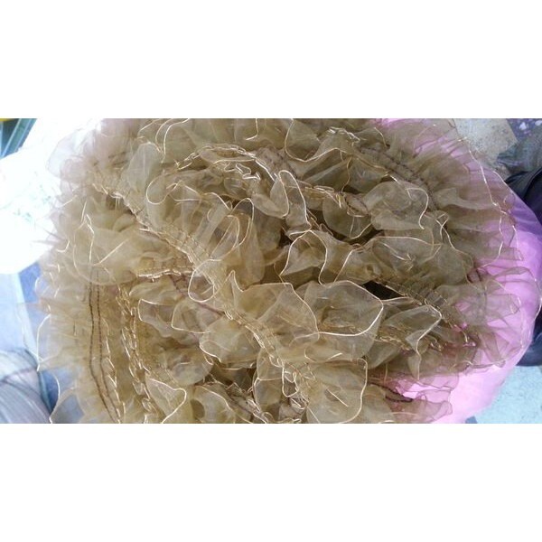 【台灣現貨速發】寬4公分波浪珍珠亮邊紗裙