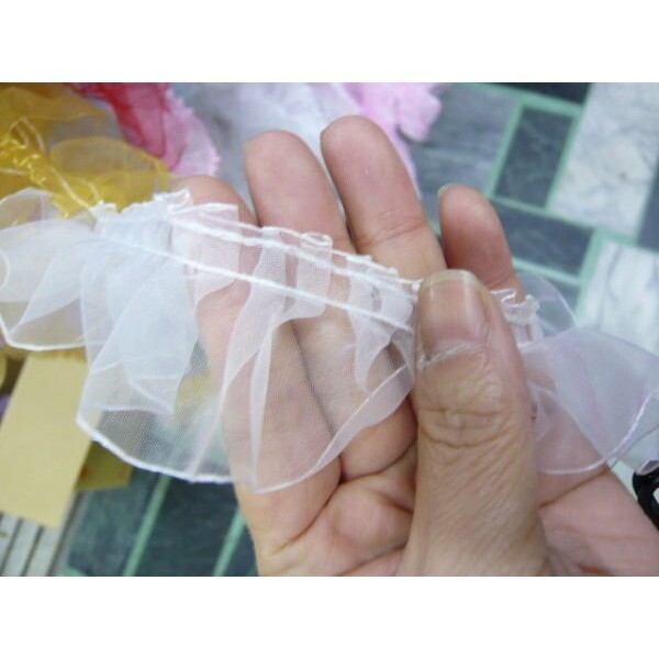 【台灣現貨速發】寬4公分波浪珍珠亮邊紗裙