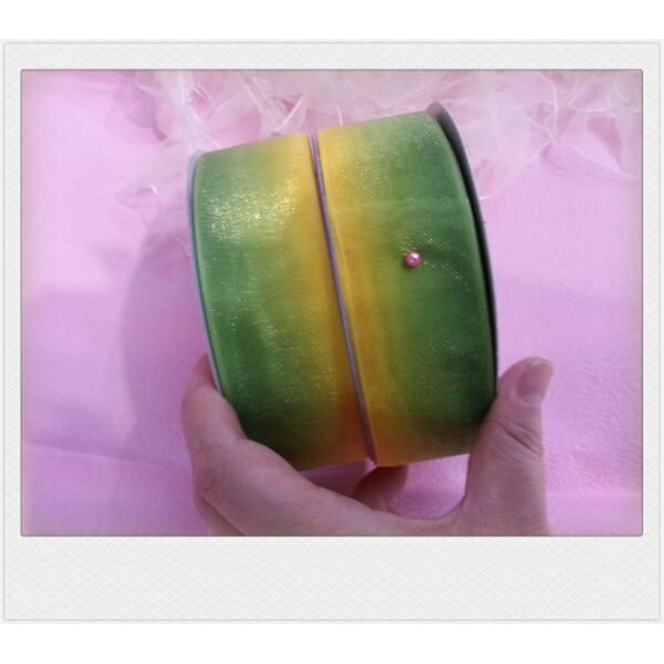 【台灣現貨速發】4公分綠漸層紗帶--超多份量50碼80元